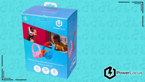 Słuchawki nauszne PowerLocus PLED bezprzewodowe niebieskie LED dla dzieci