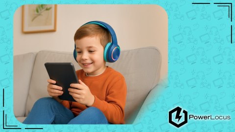 Słuchawki nauszne PowerLocus PLED bezprzewodowe niebieskie LED dla dzieci