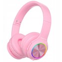 Słuchawki nauszne PowerLocus PLED bezprzewodowe różowe LED dla dzieci