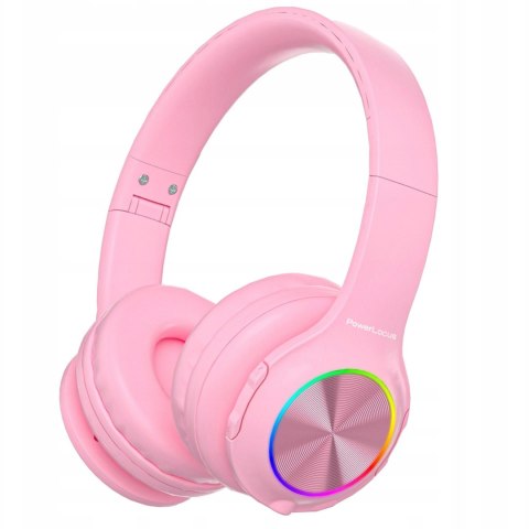 Słuchawki nauszne PowerLocus PLED bezprzewodowe różowe LED dla dzieci