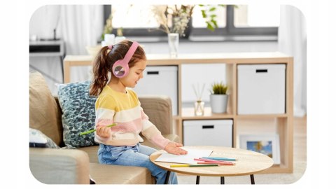 Słuchawki nauszne PowerLocus PLED bezprzewodowe różowe LED dla dzieci