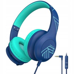 Słuchawki nauszne PowerLocus PLED niebieskie dla dzieci składane mikrofon