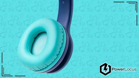 Słuchawki nauszne PowerLocus PLED niebieskie dla dzieci składane mikrofon