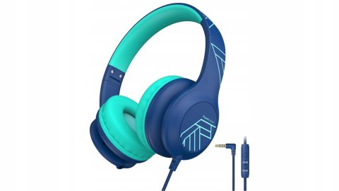 Słuchawki nauszne PowerLocus PLED niebieskie dla dzieci składane mikrofon