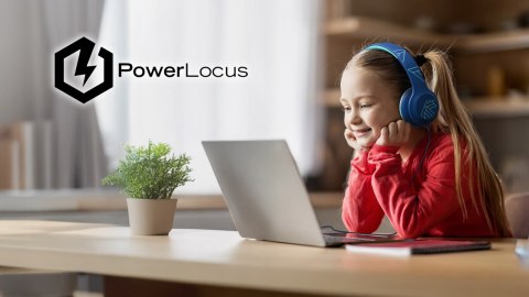 Słuchawki nauszne PowerLocus PLED niebieskie dla dzieci składane mikrofon