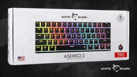 Klawiatura gamingowa White Shark Ashiko 2 Black USB Red Switch RGB US
