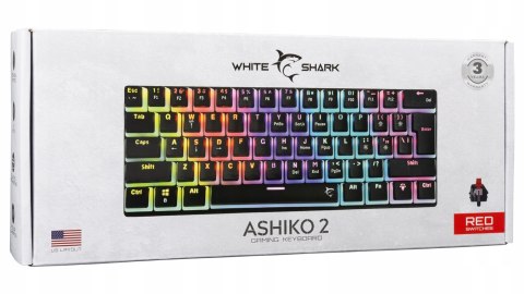 Klawiatura gamingowa White Shark Ashiko 2 Black USB Red Switch RGB US
