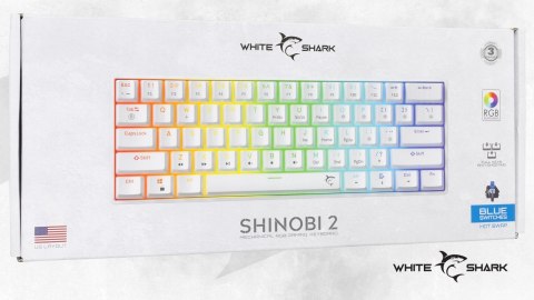 Klawiatura gamingowa White Shark Shinobi 2 White USB Blue Switch RGB US