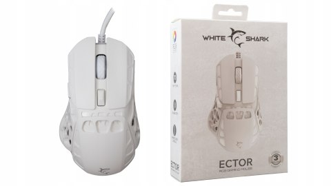 Mysz Gamingowa White Shark Ector White 7200 DPI RGB Biała USB 7 Przycisków