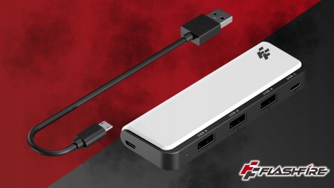 Rozdzielacz Hub USB do PS5 FlashFire AHUB155 - 3×USB-A, 1×USB-C