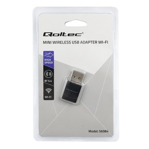 Qoltec Bezprzewodowy mini Adapter Wi-Fi 6 | Standard AX | Bluetooth 5.4 | USB | 900Mbps