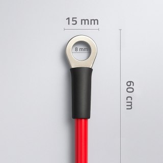Qoltec Przewód akumulatorowy z końcówkami konektorowymi M8 | Kabel z oczkiem 8mm | 60cm | Czerwony