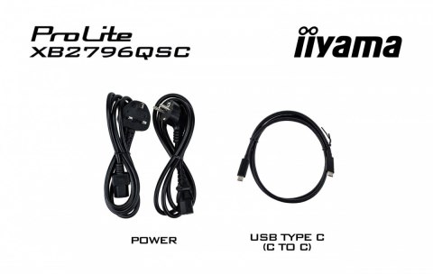 IIYAMA Monitor ProLite 27 cali XB2796QSC-B1 IPS,QHD,HDMI,USB-C (PD 65W),75Hz, 350cd, 1xUSB 3.2 , 1xUSB-C, 2x2W, HAS 150/PIVOT/obrót sto