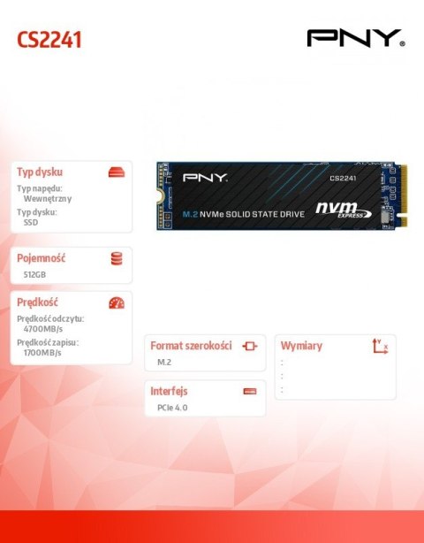 PNY Dysk SSD 512GB M.2 2280 BULK M280CS2241-512-BLK