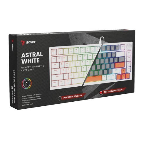 Savio Klawiatura magnetyczna ASTRAL White OUTEMU White jade RGB 3 kolory keycapów