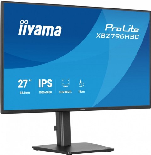 IIYAMA Monitor 27 cali XB2796HSC-B1 IPS,FHD,HDMI,USB-C (PD 65W),144Hz, 1xUSB 3.2 , 1xUSB-C, 2x2W, HAS 150/PIVOT/obrót stopy 360st
