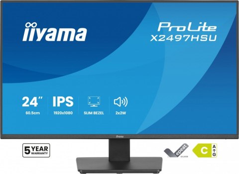 IIYAMA Monitor ProLite 23.8 cala X2497HSU-B1 IPS,FHD,HDMI,DP,120Hz,350CD,2xUSBv3.2, 2xUSB-C, GW 5lat