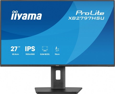 IIYAMA Monitor ProLite 27 cali XB2797HSU-B1 IPS,FHD,HDMI,DP,120Hz,2xUSBv3.2, 2xUSB-C, 350 CD, 2x2W, HAS 150/PIVOT