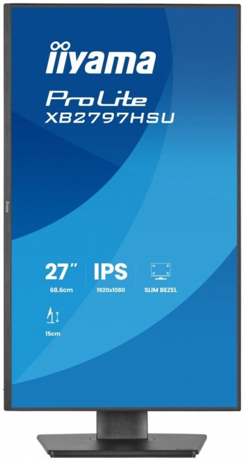 IIYAMA Monitor ProLite 27 cali XB2797HSU-B1 IPS,FHD,HDMI,DP,120Hz,2xUSBv3.2, 2xUSB-C, 350 CD, 2x2W, HAS 150/PIVOT