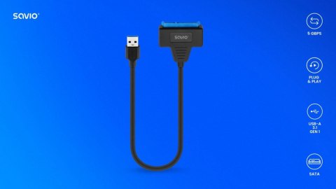 Savio Adapter USB-A 3.1 Gen 1 (M) - SATA (F) do dysków SATA 2.5 cala , AK-68