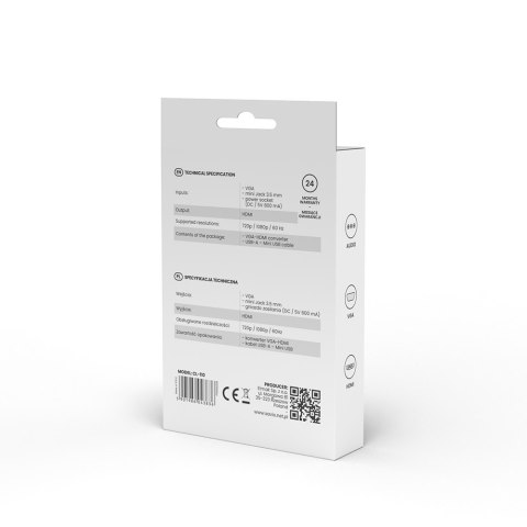 Savio Konwerter/Adapter VGA - HDMI Full HD/1080p 60Hz, CL-110