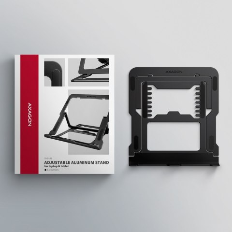 AXAGON STND-LAB Podstawa do laptopów aluminiowa 10-17,3 cala 8 regulowanych pozycji, Czarna