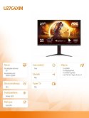 AOC Monitor U27G4XM 27 cali Fast IPS 4K 160Hz Mini LED HDMI DP Pivot