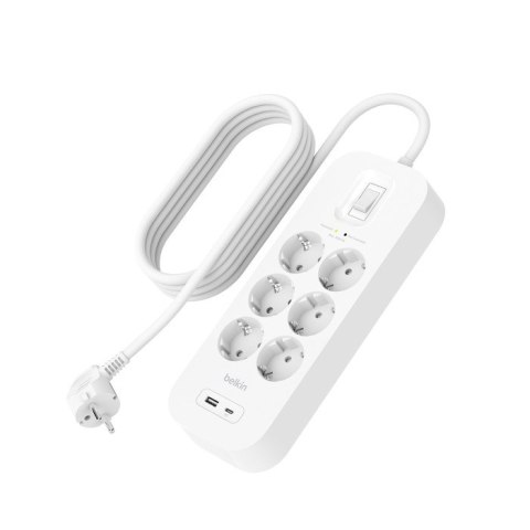 Belkin Listwa zasilająca SurgePlus 6xschuko 1xUSB-A 1xUSB-C 650J 2m