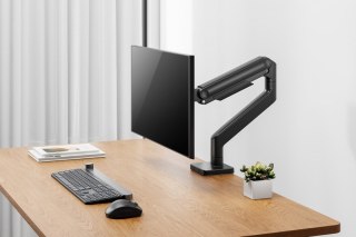 Digitus Ramię biurkowe pojedyncze z zaciskiem i sprężyną mechaniczną 1x LCD max. 49" 20kg, VESA: 75x75, 100x100, czarne