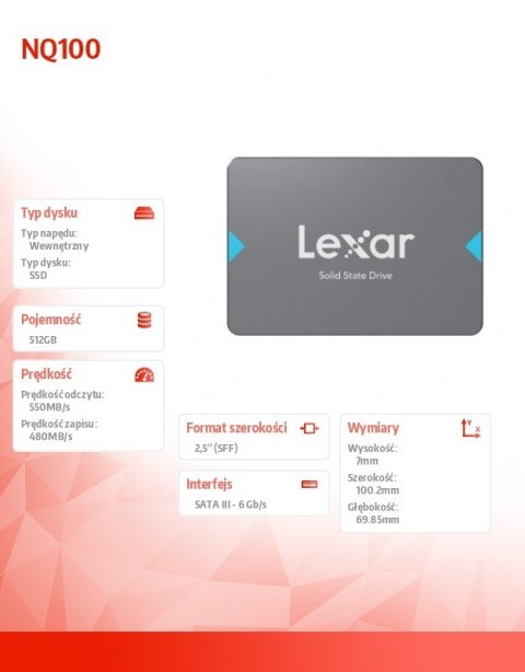 Lexar Dysk SSD NQ100 512GB SATA3 2.5' 560/480MB/s