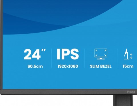 IIYAMA Monitor 23.8 cala XB2493HSU-B1 IPS.HDMI.DP.2x2W.USBx2, 350cd,1500:1, HAS 150/PIVOT