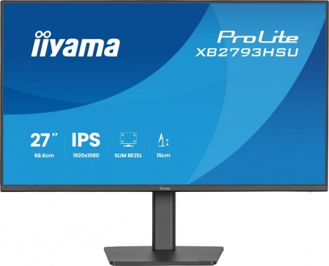 IIYAMA Monitor 27 cali XB2793HSU-B1 IPS, HDMI, DP, 2x2W, 2xUSB, 350cd, 1500:1, HAS 150/PIVOT