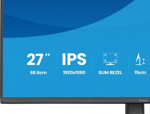 IIYAMA Monitor 27 cali XB2793HSU-B1 IPS, HDMI, DP, 2x2W, 2xUSB, 350cd, 1500:1, HAS 150/PIVOT