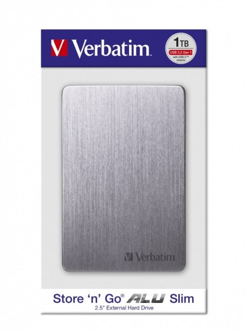 Verbatim Dysk zewnętrzny 1TB USB-C ALU Slim 53662
