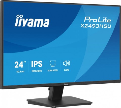 IIYAMA Monitor 24 cale X2493HSU-B1 IPS,FHD,HDMI,DP,120Hz, 1500:1, 2xUSB, 350cd, cienka ramka z 4 stron