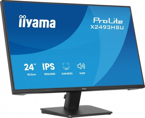IIYAMA Monitor 24 cale X2493HSU-B1 IPS,FHD,HDMI,DP,120Hz, 1500:1, 2xUSB, 350cd, cienka ramka z 4 stron