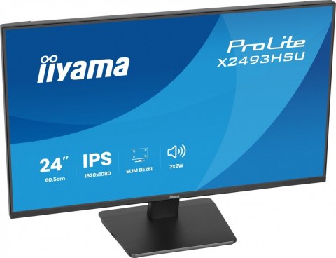 IIYAMA Monitor 24 cale X2493HSU-B1 IPS,FHD,HDMI,DP,120Hz, 1500:1, 2xUSB, 350cd, cienka ramka z 4 stron
