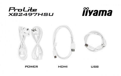 IIYAMA Monitor ProLite 23.8 cala XB2497HSU-W1 IPS,FHD,HDMI,DP,120Hz,350CD,2xUSBv3.2, 2xUSB-C, GW 5lat, HAS 150/PIVOT, BIAŁY