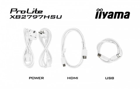 IIYAMA Monitor 27 cali XB2797HSU-W1 IPS, FHD, HDMI, DP, 120Hz, 2xUSBv3.2, 2xUSB-C, 350 CD, x2W, HAS 150/PIVOT, Biały