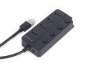 Gembird HUB 4-portowy USB 2.0 z przełącznikami, czarny