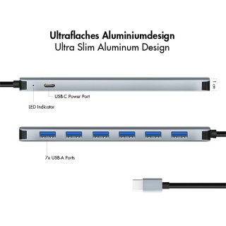 LogiLink Hub 7 portów USB3.2 USB-A, 5 Gbps, 20W PD