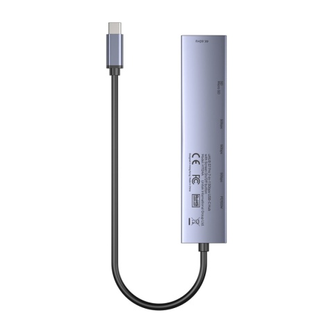 Hub USB C Unitek uHUB S7 Pro 7w1 4K 60Hz HDMI PD 100W przycisk On Off lekki