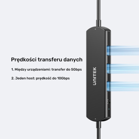 Hub USB KVM Unitek U1344A 10Gbps 3x USB A USB C dla 2 komputerów kompaktowy