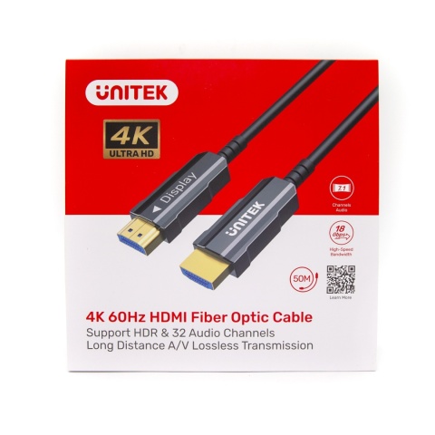 Kabel HDMI 2.0 Unitek AOC 50 m UHD 4K 60Hz światłowodowy Dolby Atmos
