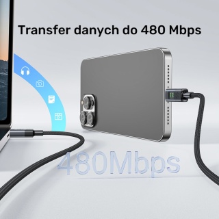 Kabel Przewód Unitek USB-C Do USB-C PD 60 W 480 Mbps 1 m Z Wyświetlaczem