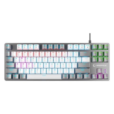 Klawiatura mechaniczna Rampage SNUG K14 TKL RGB Red biało-szara gamingowa