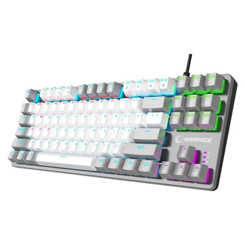 Klawiatura mechaniczna Rampage SNUG K14 TKL RGB Red biało-szara gamingowa