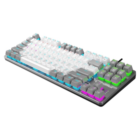 Klawiatura mechaniczna Rampage SNUG K14 TKL RGB Red biało-szara gamingowa