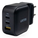 Ładowarka Sieciowa Unitek GaN PD 66 W QC 3.0 2x USB-C 1x USB-A Czarna