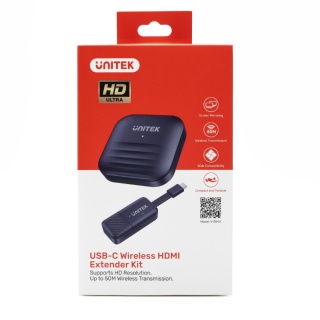 Nadajnik HDMI Unitek V1184A01 bezprzewodowy 50m USB C Full HD 60Hz czarny